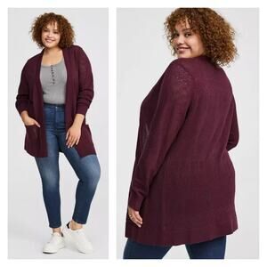 ‼️3/$30‼️ Torrid Burgundy Pointelle Knit Cardigan Sweater Plus Size 2X